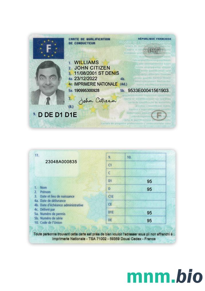 Francja prawo jazdy 2022-obecnie ze wszystkimi czcionkami